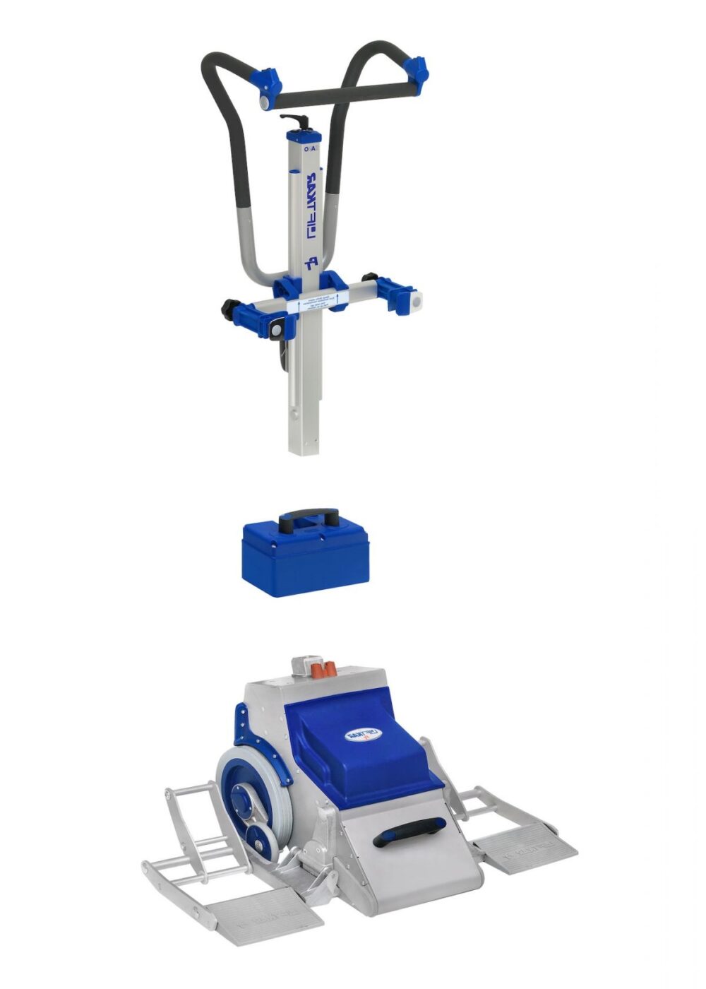 Kolečkový schodolez, zvláštní pomůcka, přeprava imobilních osob, jako invalidní vozík, bezbariérový